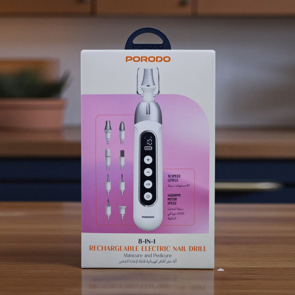 Porodo 8 in 1 Rechargeable Electric Nail Drill