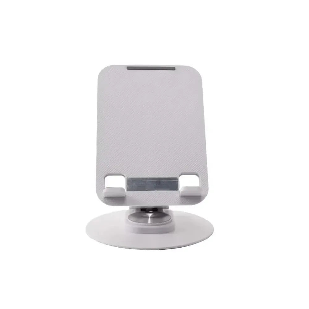 DENX Desktop Tablet & Phone Holder - Model DX1268, 360° Rotating Base, 180° Adjustable Angle, Foldable & Portable Design - Grey/Silver.