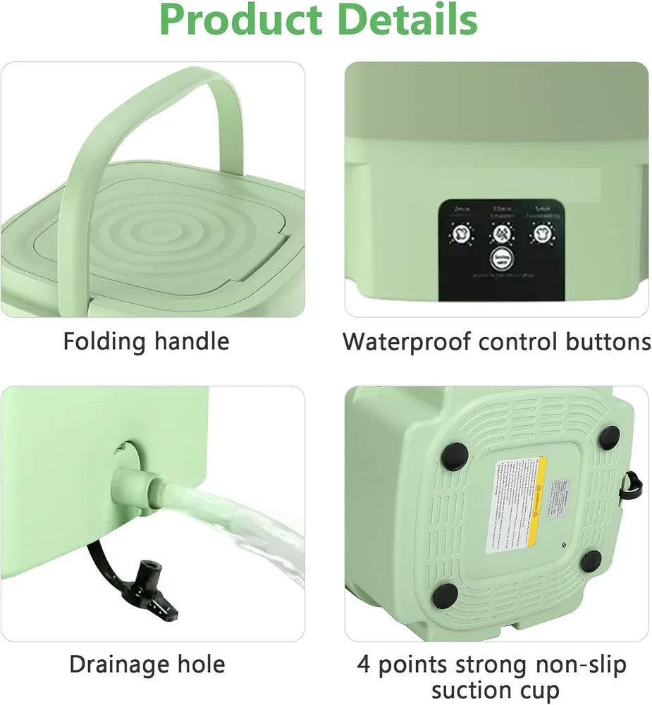 Portable Foldable Mini Washing Machine with 3 Modes – Compact Washer for Travel & Small Items