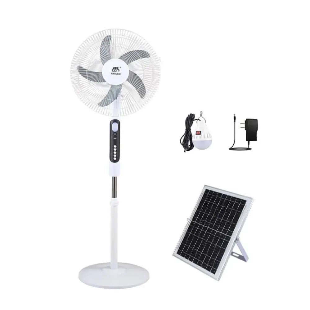 Fuzhao 16-Inch AC/DC Solar Rechargeable Standing Fan White