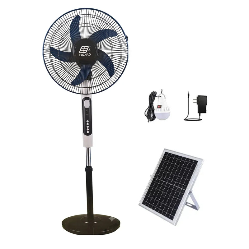 Fuzhao 16-Inch AC/DC Solar Rechargeable Standing Fan Black-1