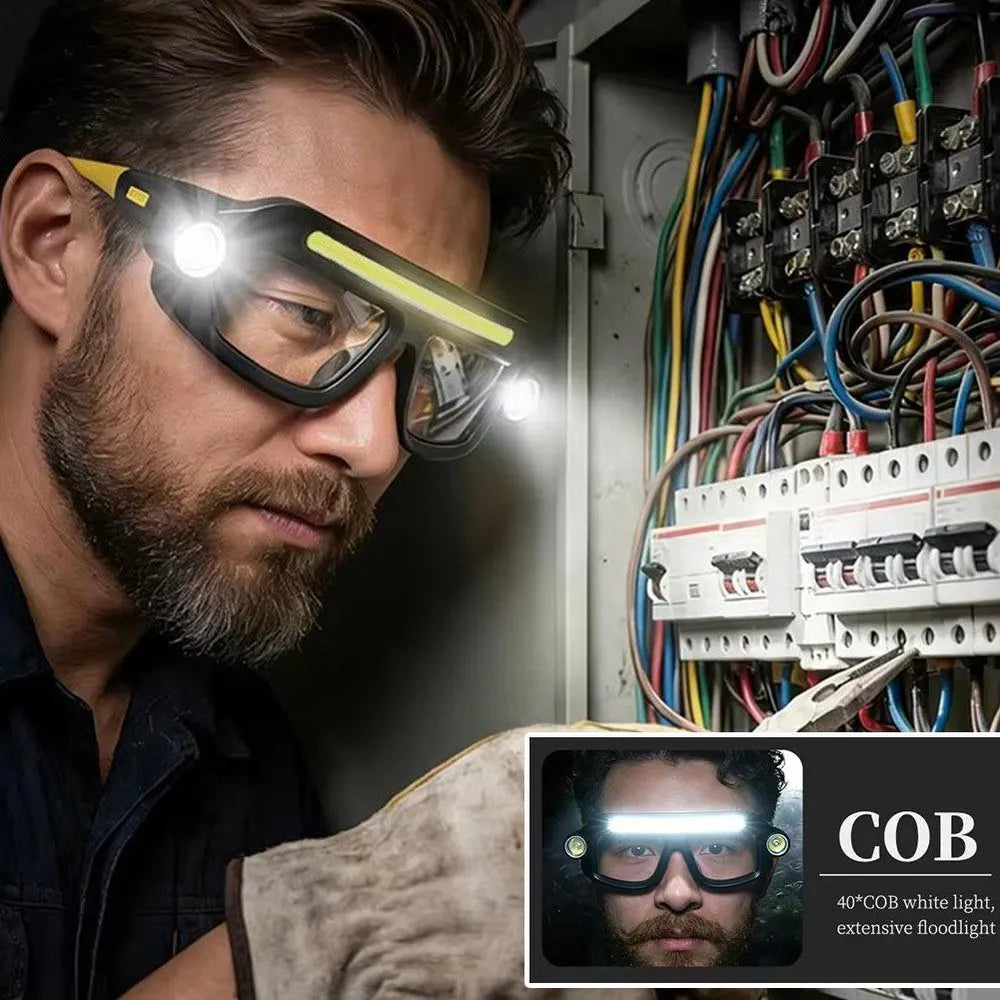 نظارات أمان LED قابلة لإعادة الشحن بخمسة أوضاع إضاءة
