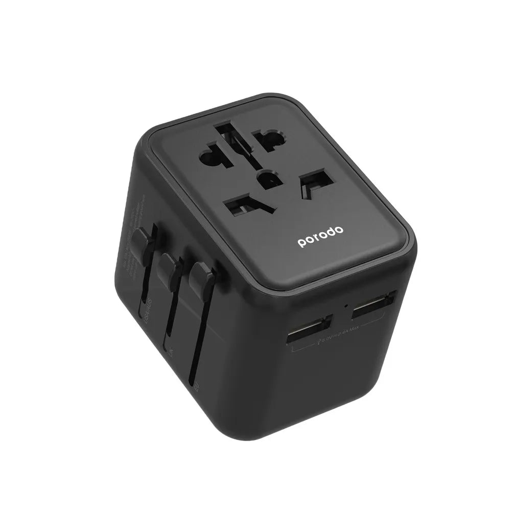 Porodo Dual USB-A Universal Travel Adapter 2.4A-3