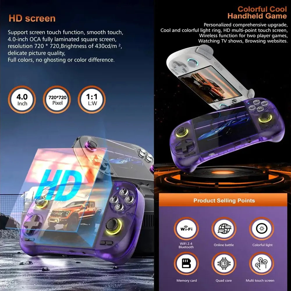 Diium D40 MAX Handheld Game Console WiFi & Bluetooth Retro Gaming Device Color transparent Black-6