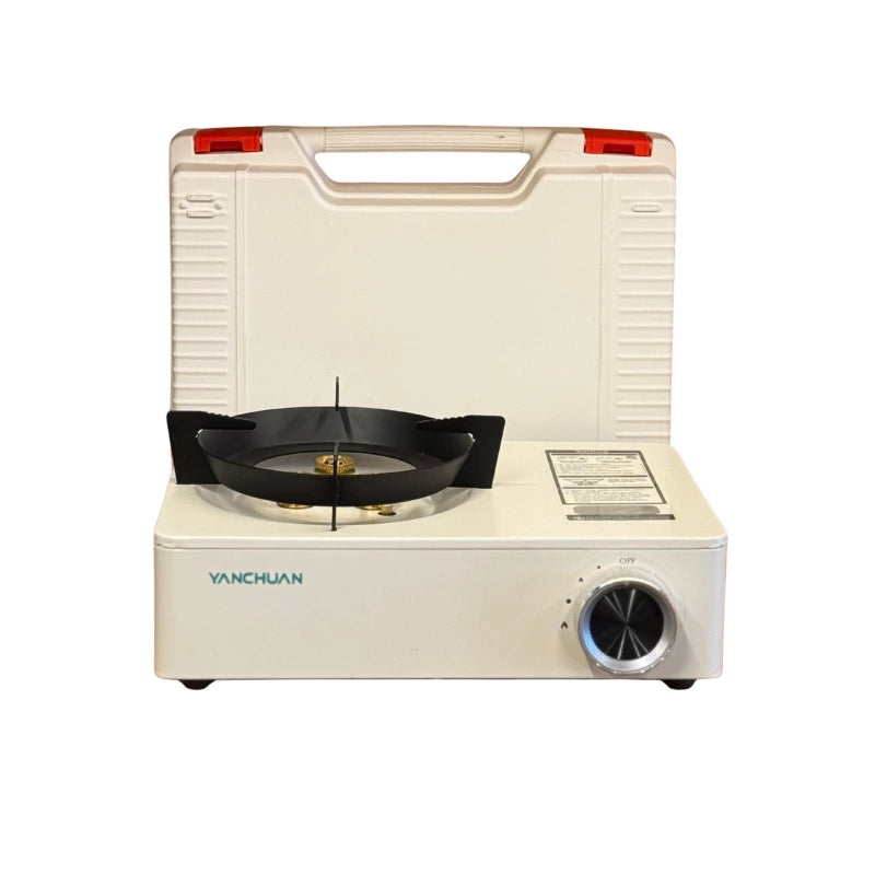 Yanchuan Portable Gas Stove, Single Burner High-Efficiency Butane Cooker with Durable Steel Body & Compact Outdoor Design - White
