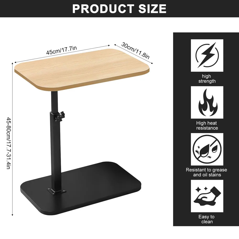 Adjustable Height Desk with 360° Flipping Tabletop – Compact Space-Saving MDF & Metal Laptop Table for Home Office, Gaming, Bedside & Study-Black stand