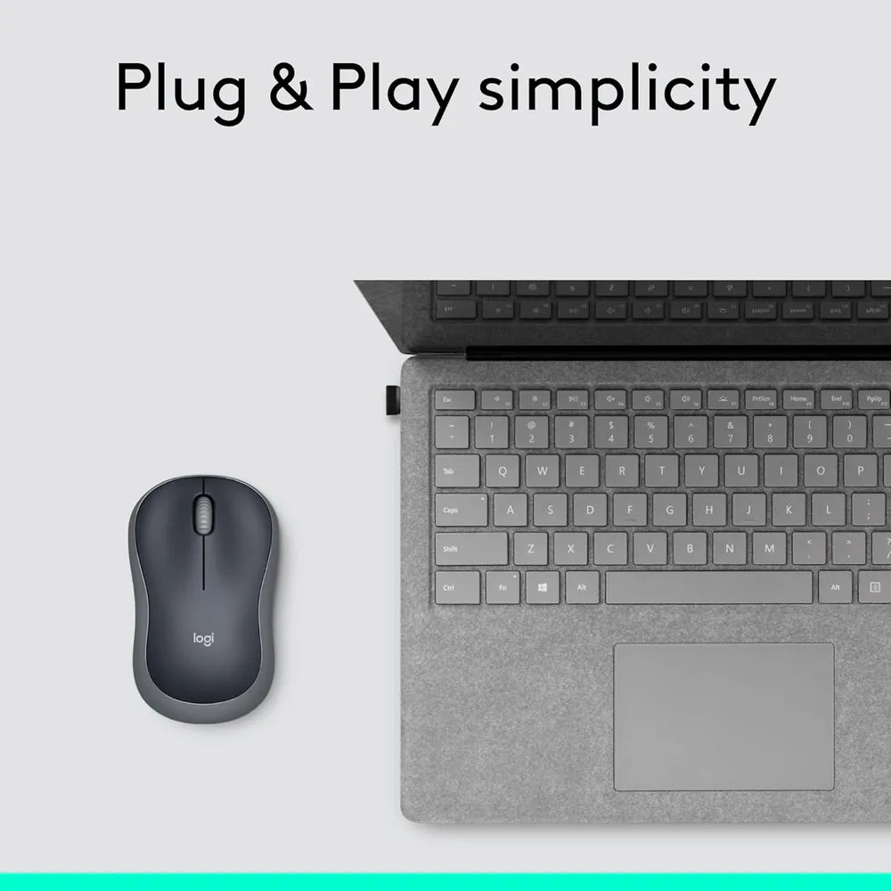 Logitech M186 Wireless Mouse 2.4GHz AA Battery Up To 12 Months– Swift Grey