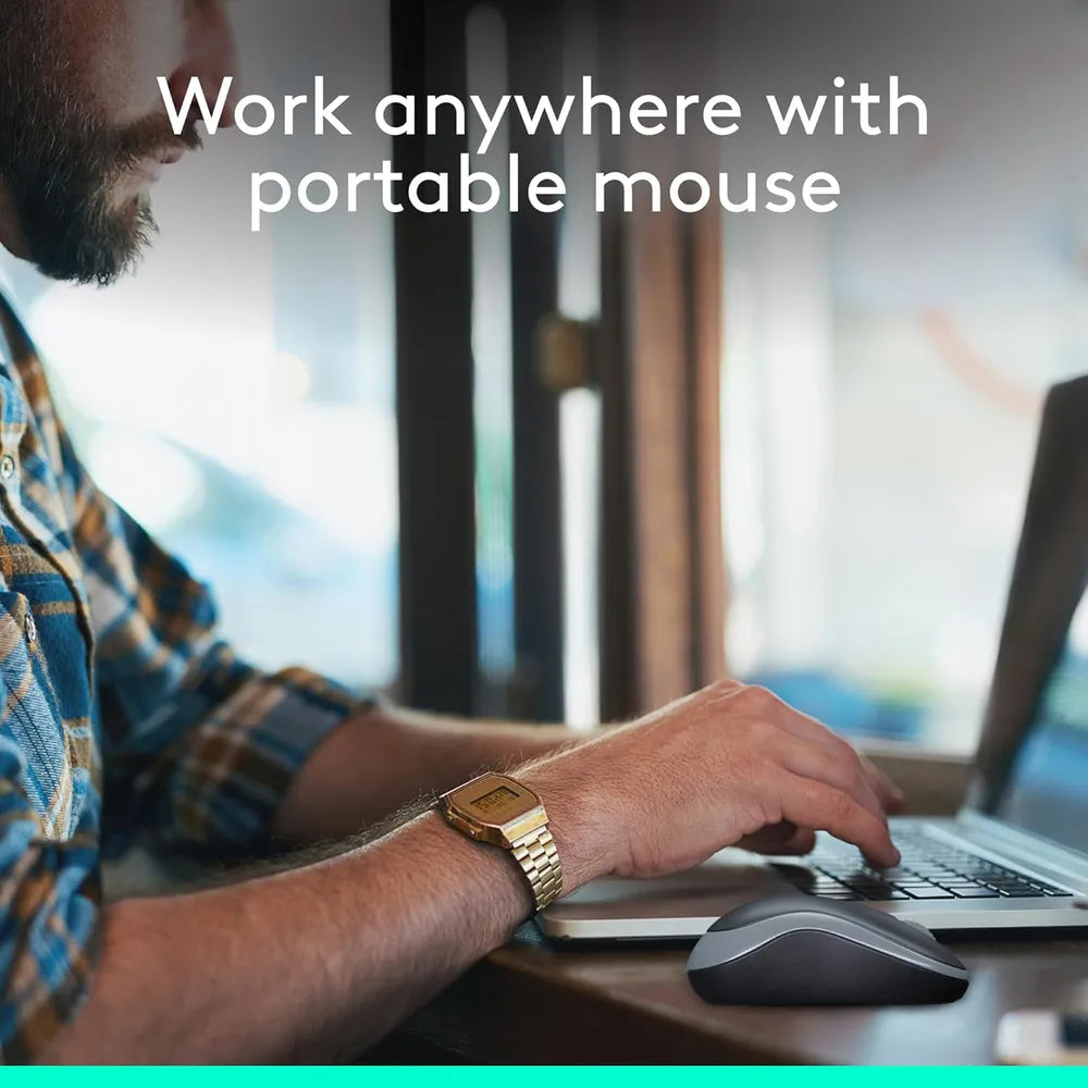 Logitech M186 Wireless Mouse 2.4GHz AA Battery Up To 12 Months– Swift Grey
