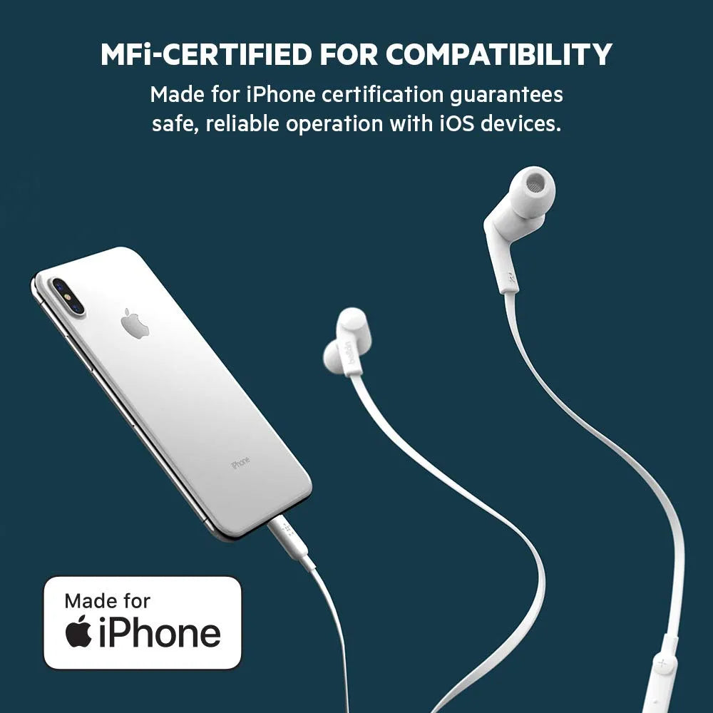Belkin RockStar HeadPhone with Lightning Connector White 112cm Cable Length