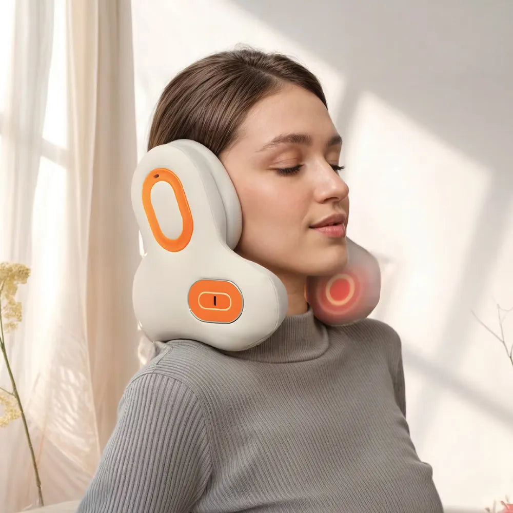 Porodo ZenComfort Neck Massager with Music Playback, Noise Cancellation, Khaki