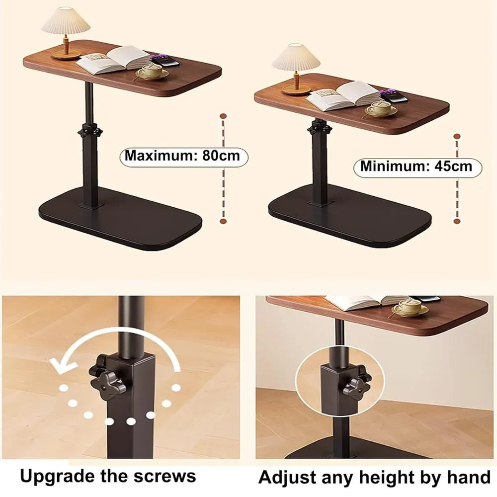 Adjustable Height Desk with 360° Flipping Tabletop – Compact Space-Saving MDF & Metal Laptop Table for Home Office, Gaming, Bedside & Study-Black stand
