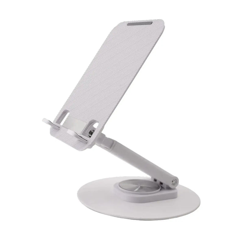 DENX Desktop Tablet & Phone Holder - Model DX1268, 360° Rotating Base, 180° Adjustable Angle, Foldable & Portable Design - Grey/Silver.-6