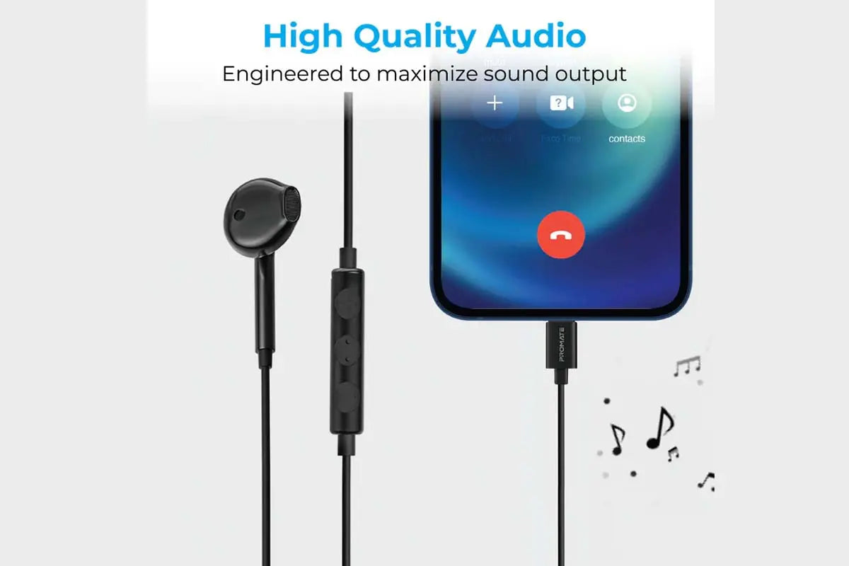 Promate MFi Certified Mono Earphone - Lightning Connector