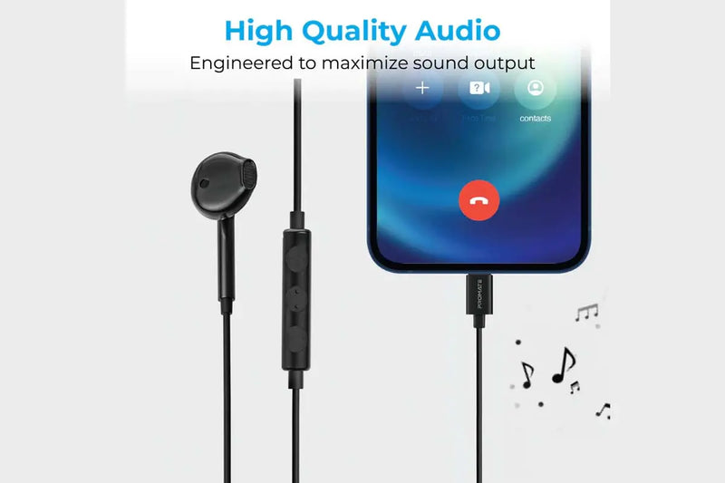 Promate MFi Certified Mono Earphone - Lightning Connector