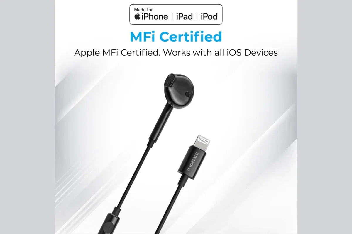 Promate MFi Certified Mono Earphone - Lightning Connector