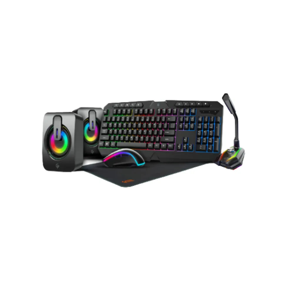 Porodo PDX215 5 in 1 Ultimate Gaming Kit Keyboard, Mouse, Mouse Pad, Microphone, and Speakers Included