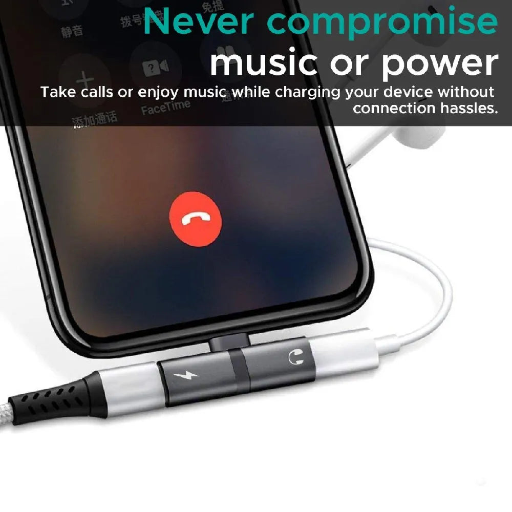 Promate 2-in-1 Audio & Charging Adapter 5V/2A Fast Charging Lightning Connector iPhone/iPad Compatibility