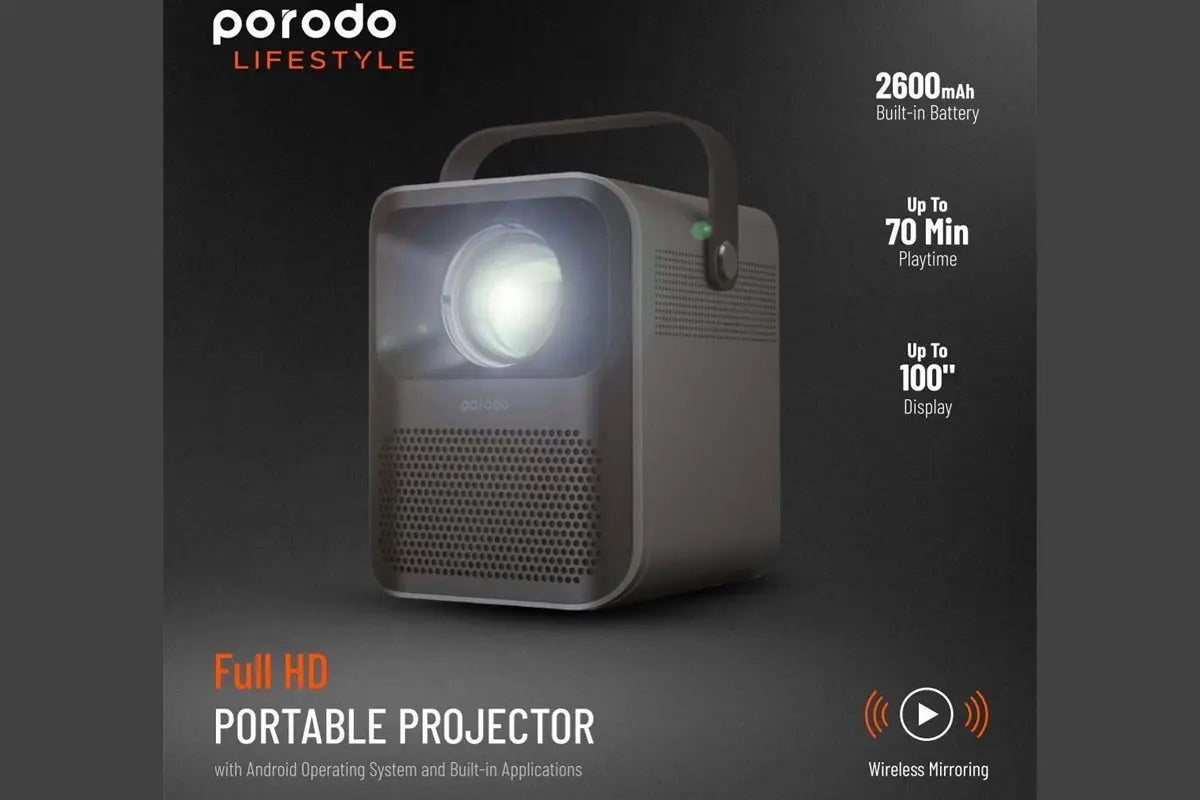Porodo Lifestyle Full HD Portable Projector 2600mAh