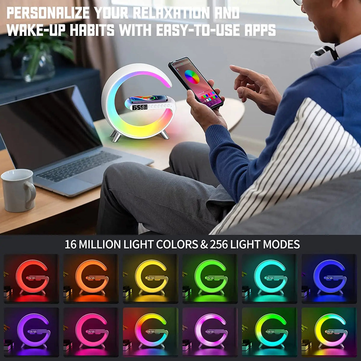 Smart Light with Wireless Charging & Speaker & Alarm Clock