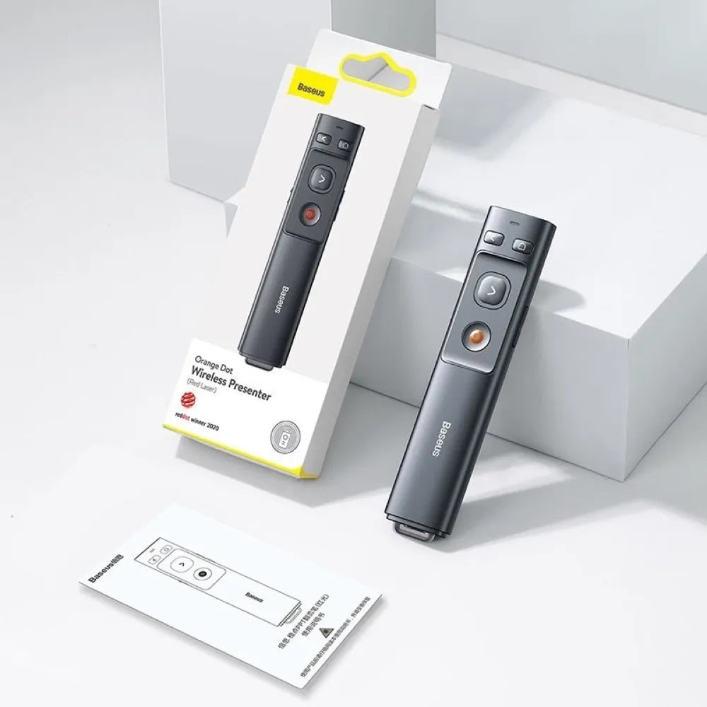 Baseus Orange Dot Wireless Presenter (Red Laser) 300mAh Up To 100m Laser Pointer Distance