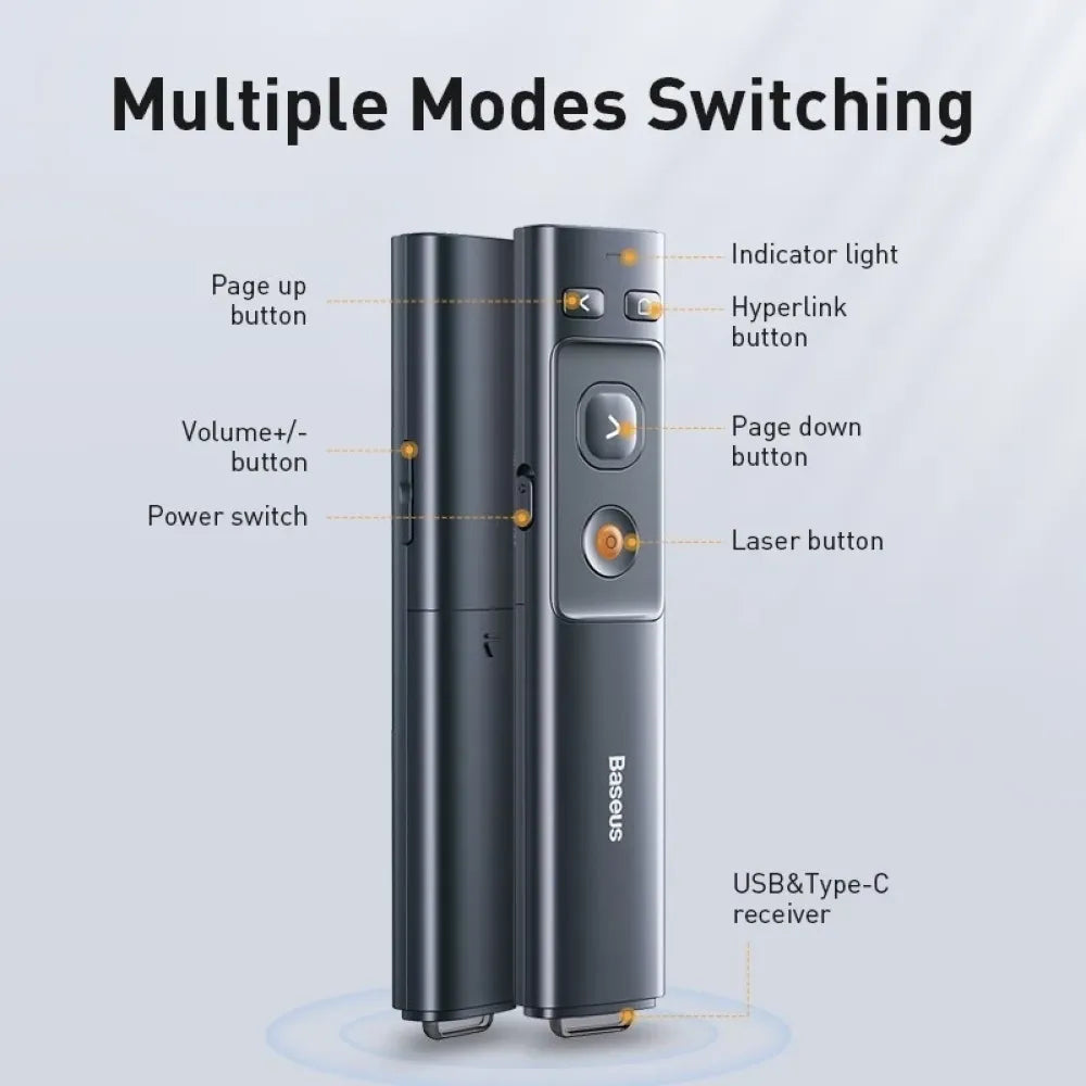 Baseus Orange Dot Wireless Presenter (Red Laser) 300mAh Up To 100m Laser Pointer Distance
