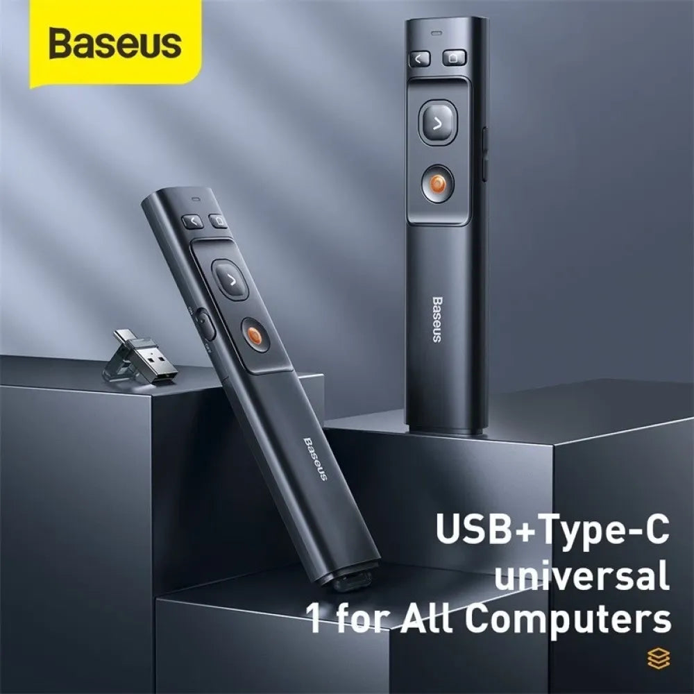 Baseus Orange Dot Wireless Presenter (Red Laser) 300mAh Up To 100m Laser Pointer Distance