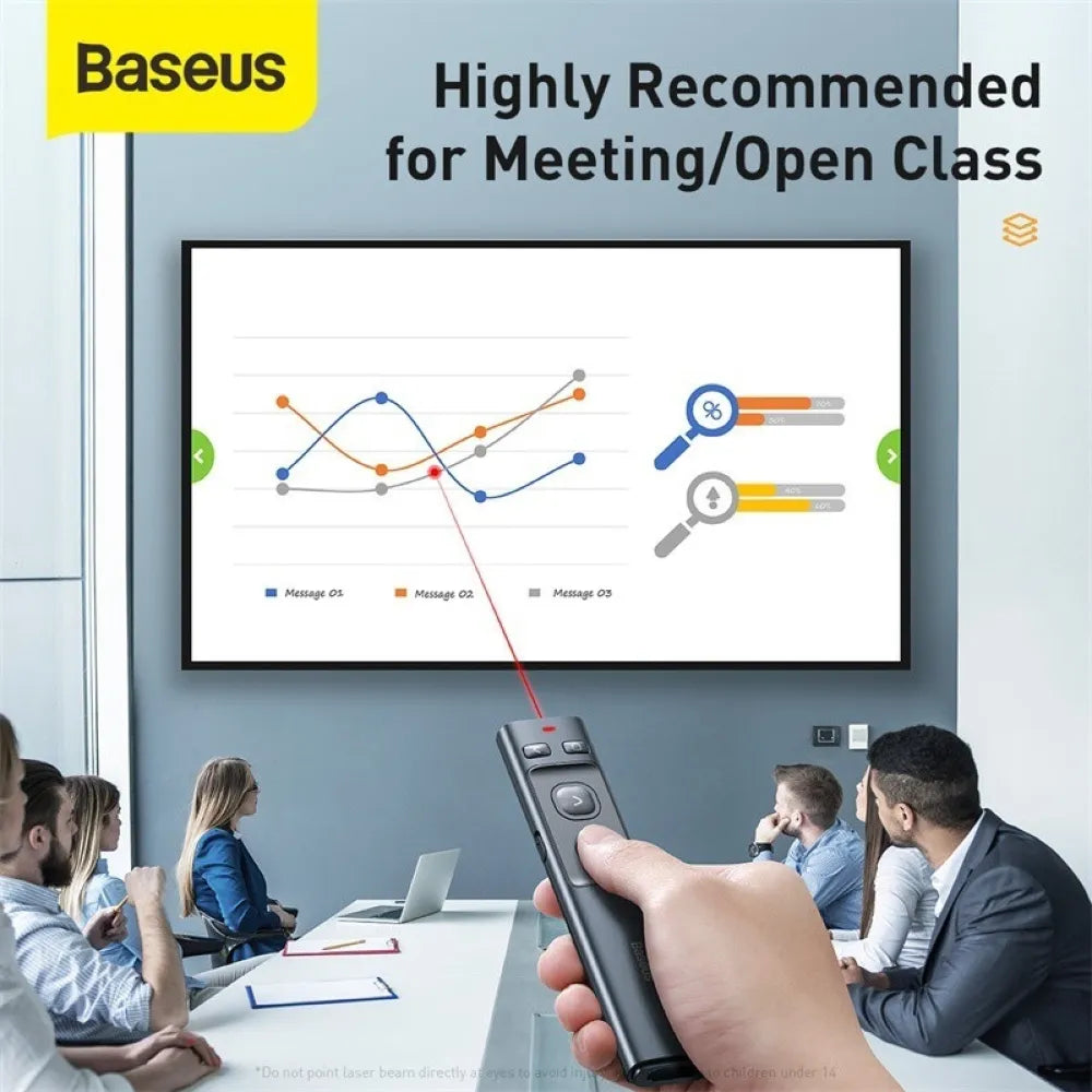 Baseus Orange Dot Wireless Presenter (Red Laser) 300mAh Up To 100m Laser Pointer Distance
