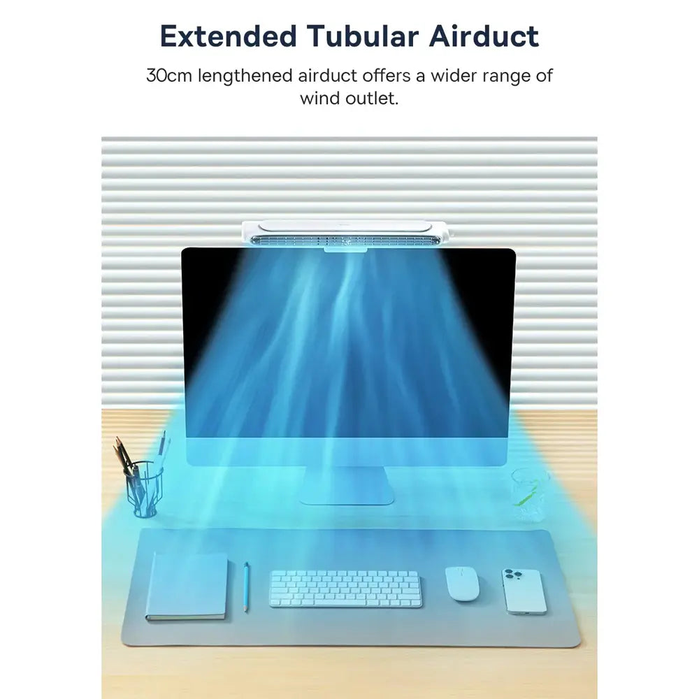 Baseus 2-in-1 Monitor Clip-On & Stand-Up Desk Bladeless Fan Wide Range Wind Outlet Type-C Rechargeable
