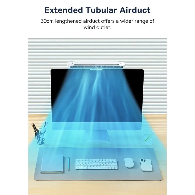 Baseus 2-in-1 Monitor Clip-On & Stand-Up Desk Bladeless Fan Wide Range Wind Outlet Type-C Rechargeable
