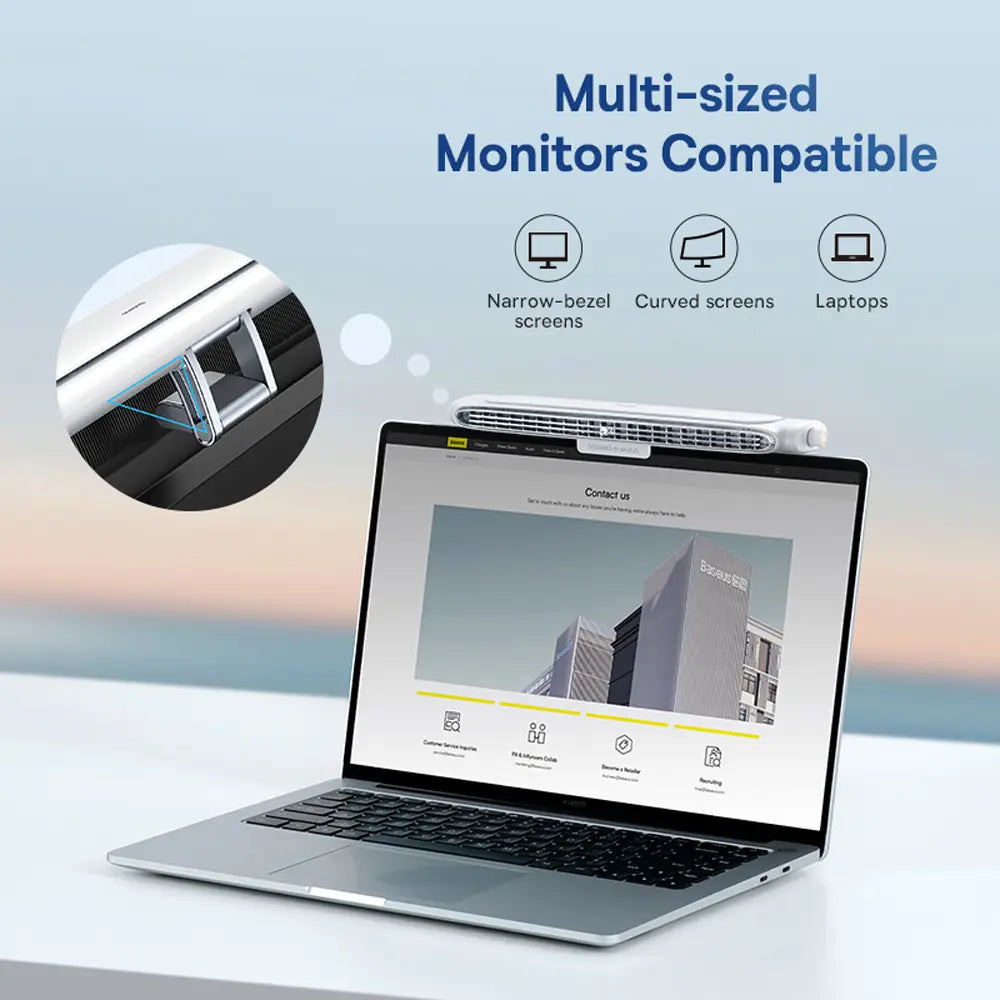 Baseus 2-in-1 Monitor Clip-On & Stand-Up Desk Bladeless Fan Wide Range Wind Outlet Type-C Rechargeable