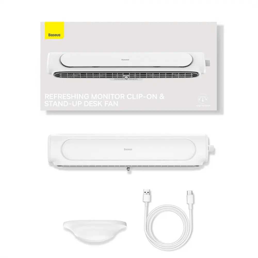 Baseus 2-in-1 Monitor Clip-On & Stand-Up Desk Bladeless Fan Wide Range Wind Outlet Type-C Rechargeable