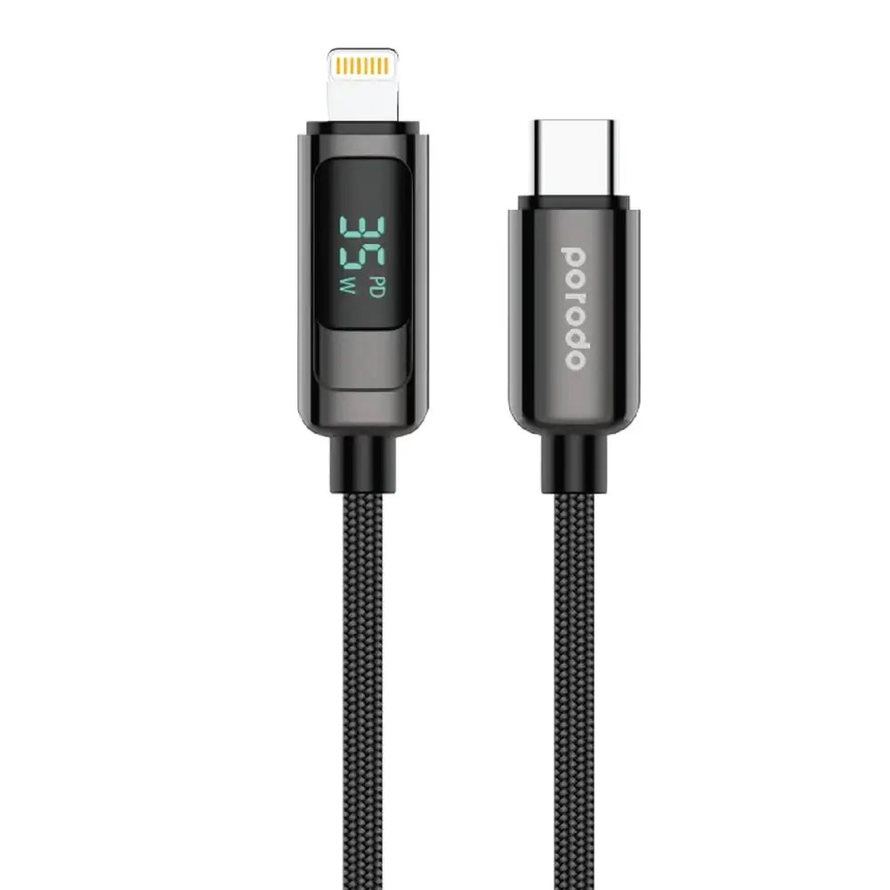 Porodo Braided USB-C to Lightning Cable with display