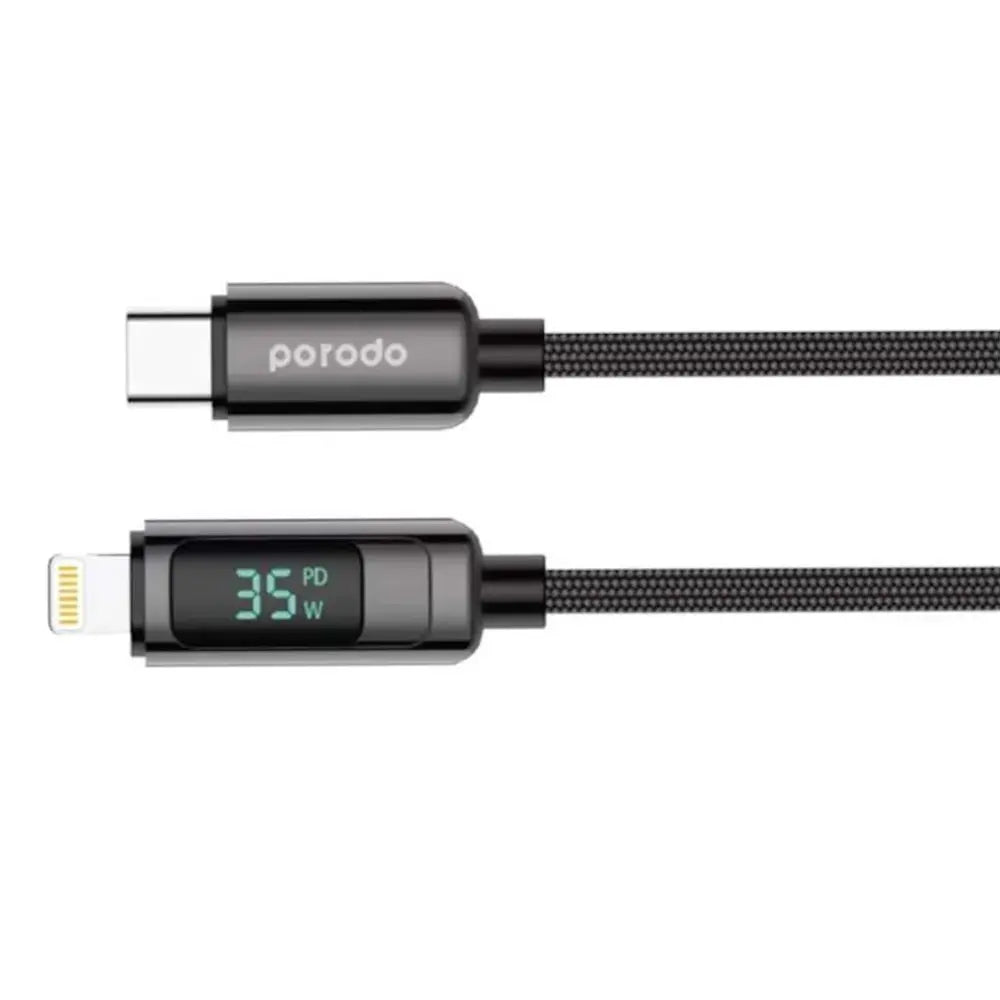 Porodo Braided USB-C to Lightning Cable with display