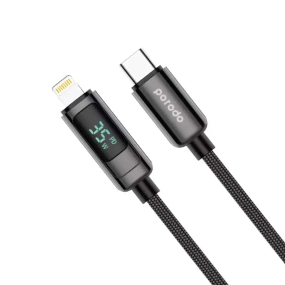 Porodo Braided USB-C to Lightning Cable with display