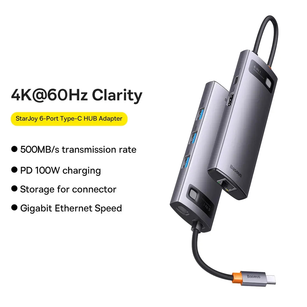 Baseus StarJoy Multifunctional 6-Port Type-C HUB Adapter