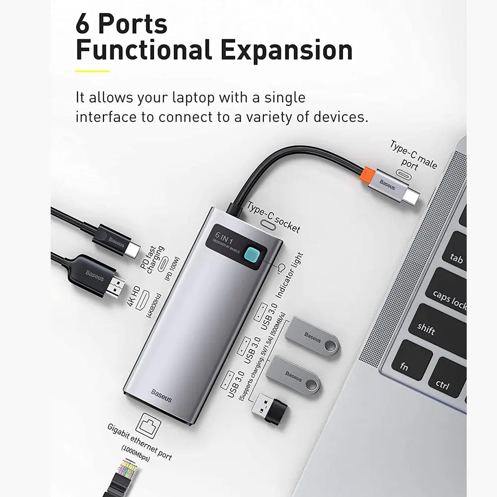 Baseus StarJoy Multifunctional 6-Port Type-C HUB Adapter
