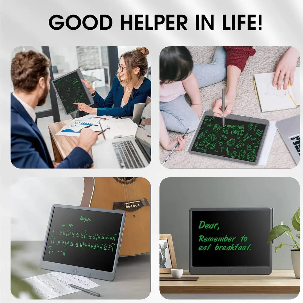 Green Lion LCD Digital Writing Pad 15" Wide Display Screen - Gray