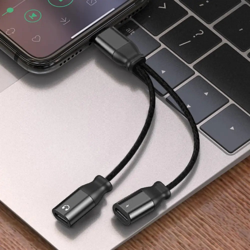 Green Lion Lightning to Lightning Audio & Charge Spliter