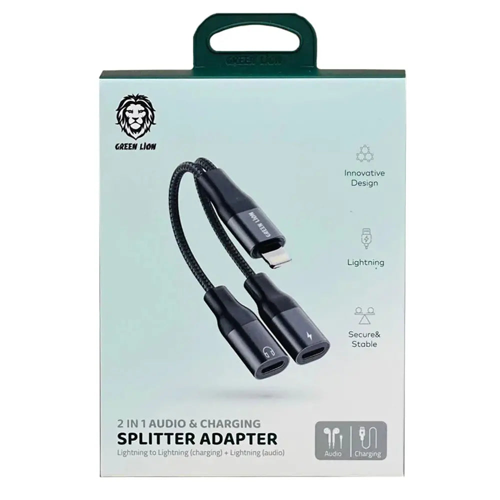 Green Lion Lightning to Lightning Audio & Charge Spliter