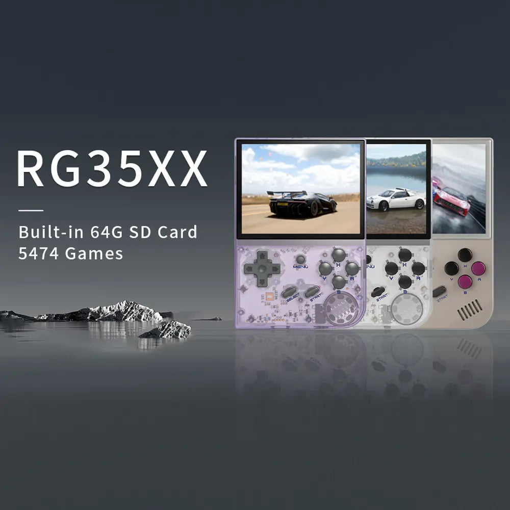 RG35XX Portable Consoles With Over 5000 Classic Games 64GB 2600mAh Type-C Rechargeable - Transparent White