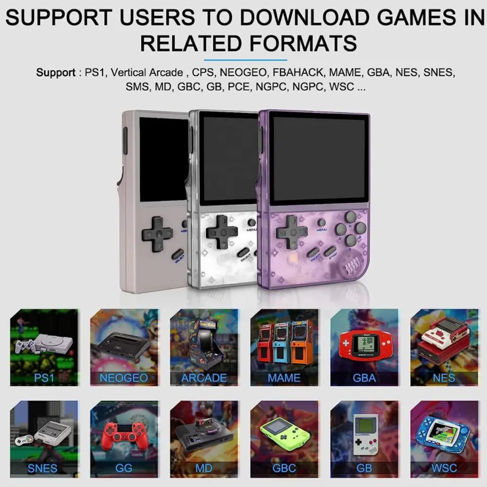 RG35XX Portable Consoles With Over 5000 Classic Games 64GB 2600mAh Type-C Rechargeable - Transparent White