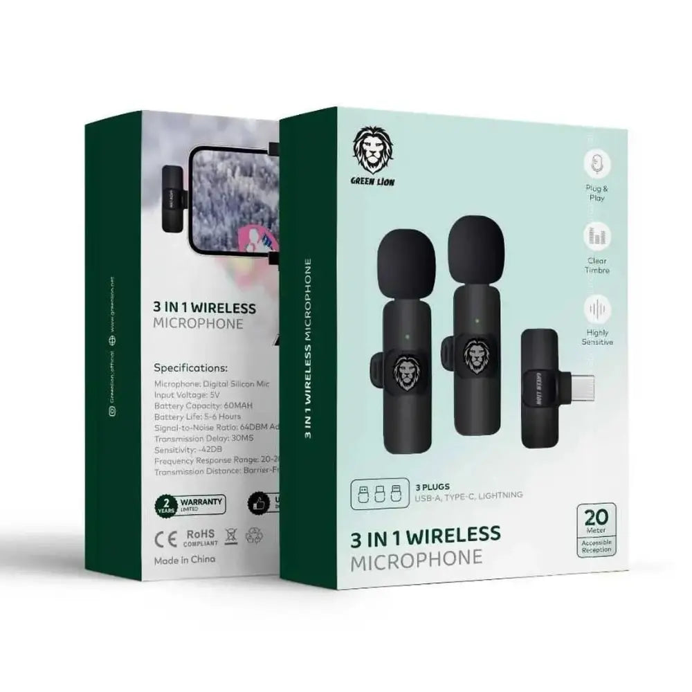 Green Lion 3 in 1 Wireless Microphone