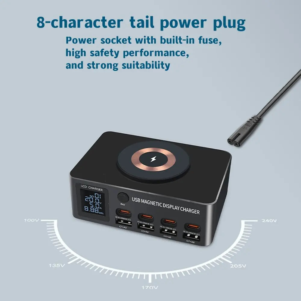 9 in 1 Fast Charging Station with MagSafe Wireless Charger & LED Display 140W