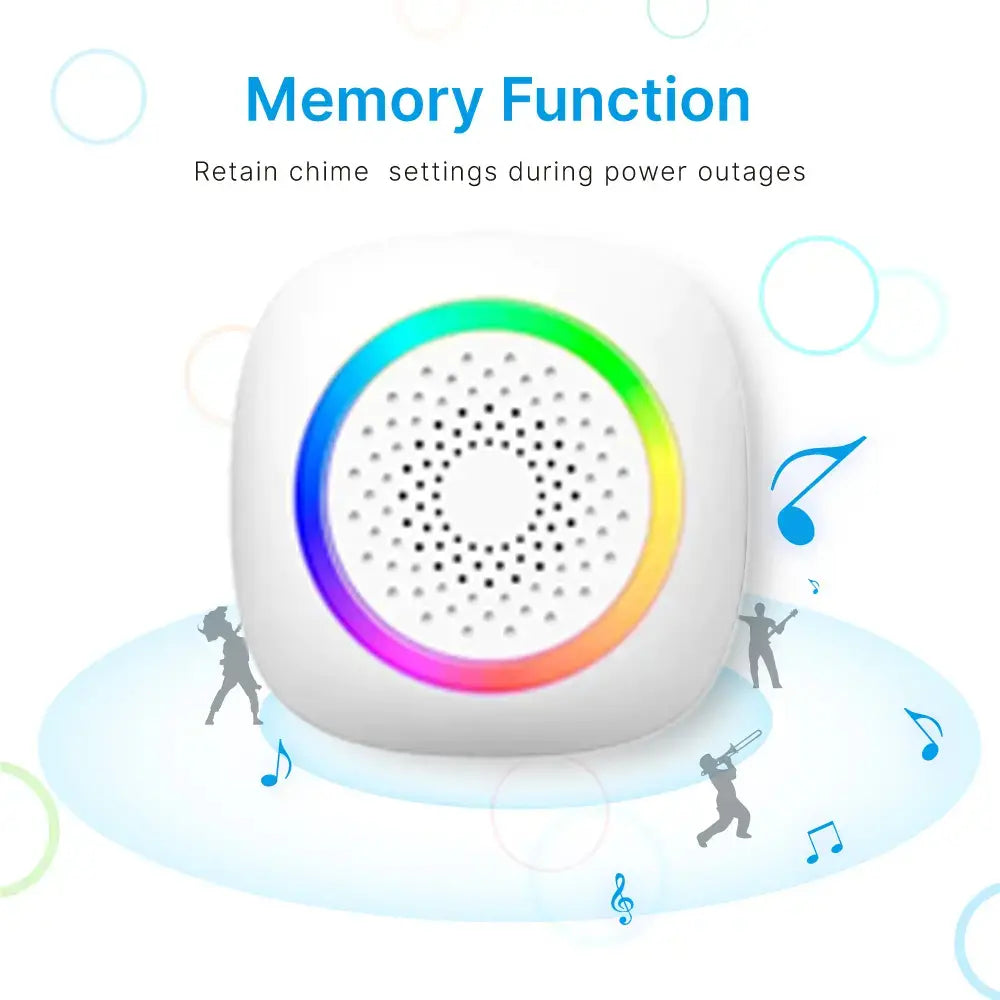 Rl RGB Wireless Battery Powered Doorbell With 60 Ringtones and 5 Volume Levels Working up to 300m Open Area