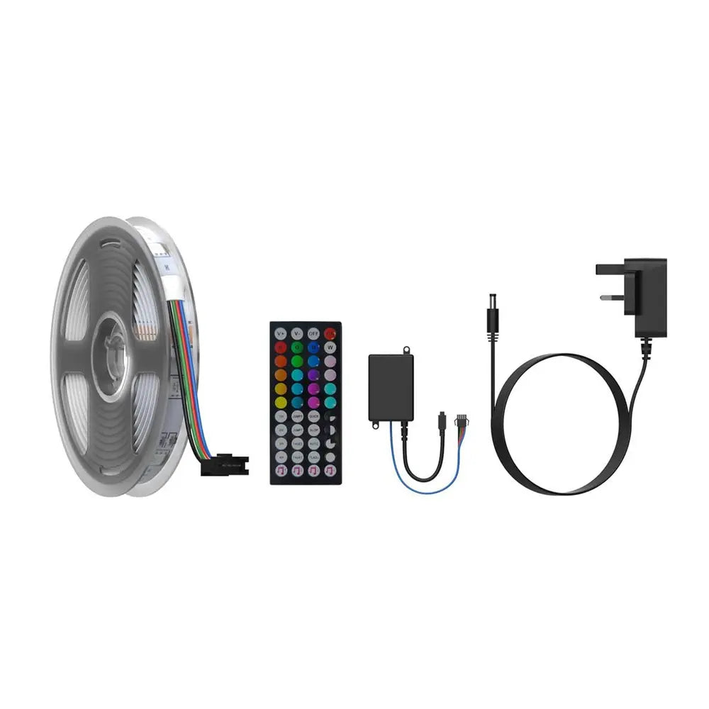 Porodo Blue RGB Light Strip with Sound Reactive Lighting 5m Length Remote Control With Jump & Fade Effects