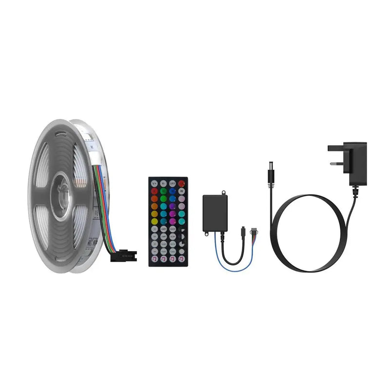 Porodo Blue RGB Light Strip with Sound Reactive Lighting 5m Length Remote Control With Jump & Fade Effects