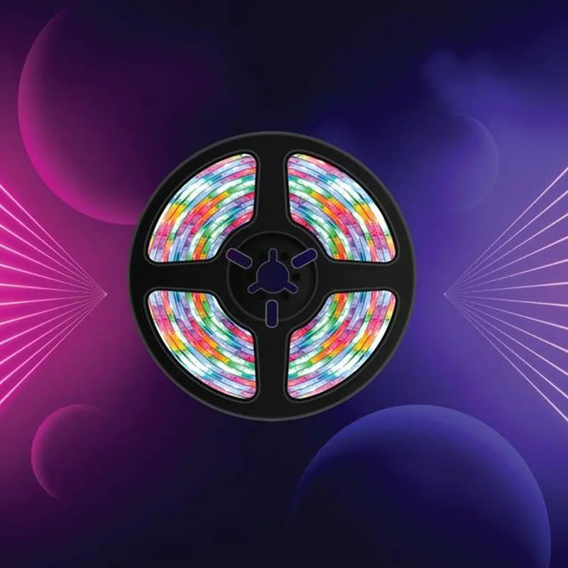 Porodo Blue RGB Light Strip with Sound Reactive Lighting 5m Length Remote Control With Jump & Fade Effects