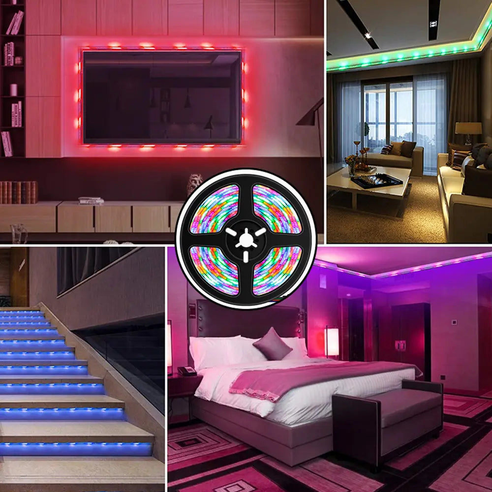 Porodo Blue RGB Light Strip with Sound Reactive Lighting 5m Length Remote Control With Jump & Fade Effects
