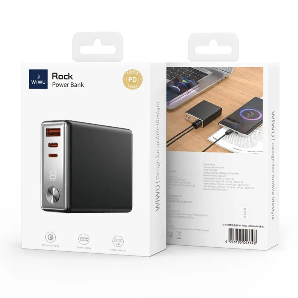 Wiwu New Rock Power bank With Led Display 10000 mAh 20W PD