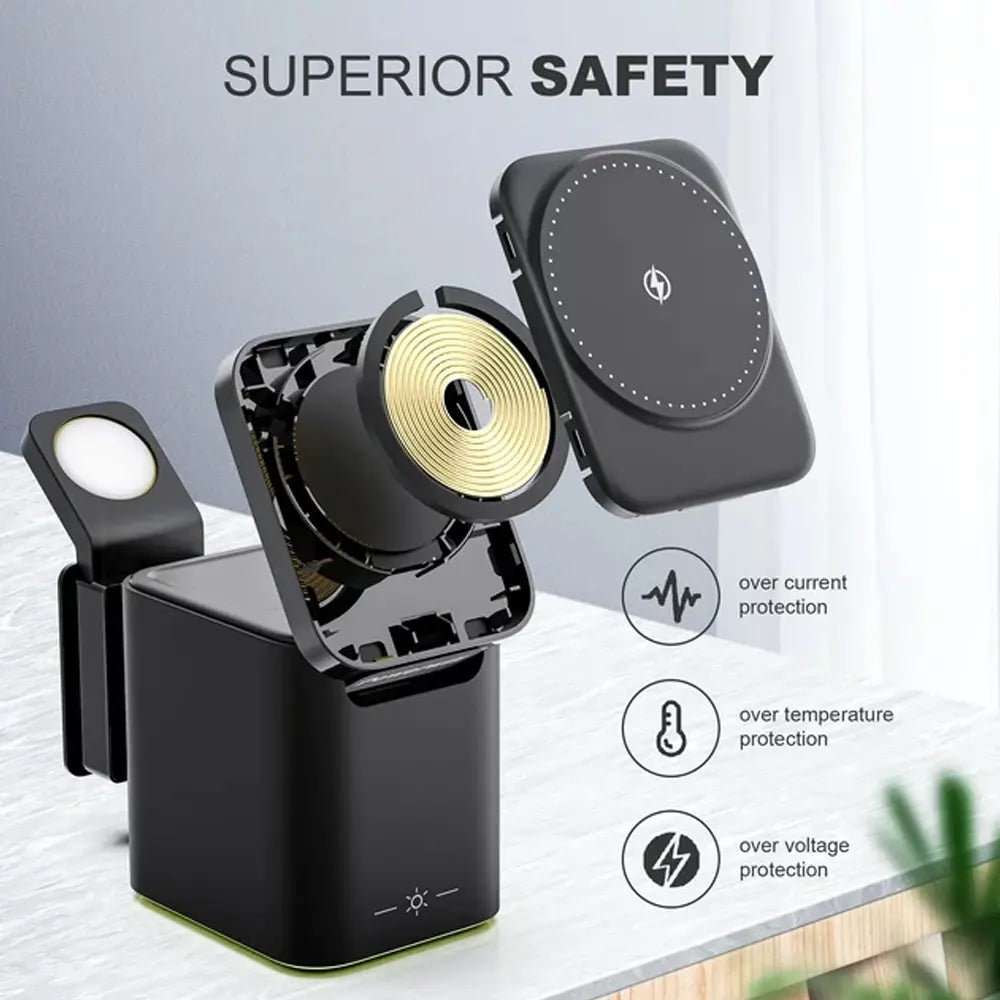 4 in 1 Wireless Magnetic Multifunctional Charger 15W With 100cm Cable